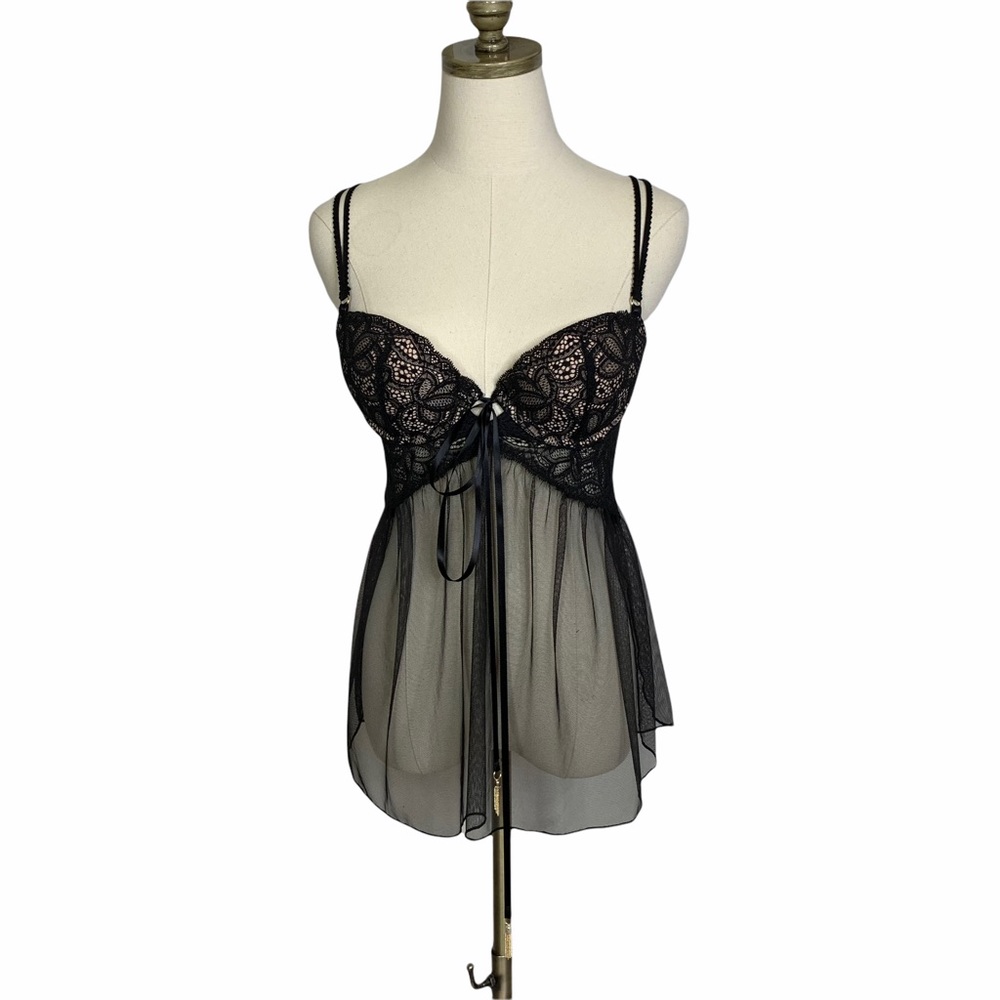 Victoria's Secret 34B Black Lace Chemise 2601